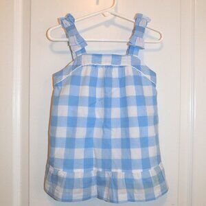 JANIE & JACK Girls Light Blue White Check Gingham Top Bows Ruffle Sz 5 Swing